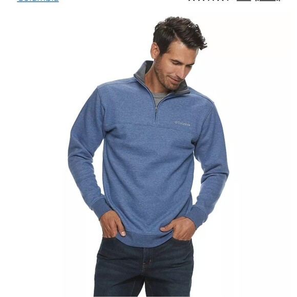Columbia Mens Hart Mountain II Quarter-Zip Pullover Carbon Heather Blue Medium - Picture 1 of 8
